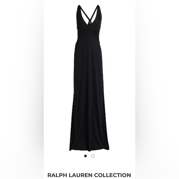 Ralph Lauren Collection black formal long gown open back floor length sleeveless - Picture 12 of 15